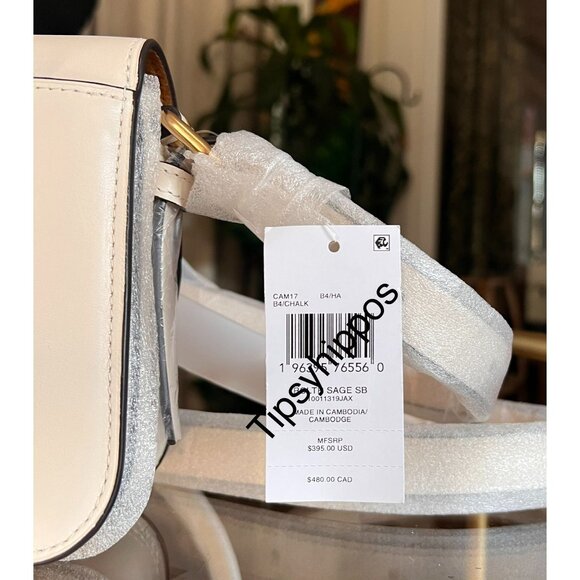 NEW!!! Coach White/Chalk Leather Sage Shoulder Bag/Crossbody with Adjustable Str - Picture 6 of 10